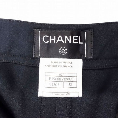 00s Chanel 100% Silk Pants Long Shiny P19088v09928 Made in France Bottoms Size