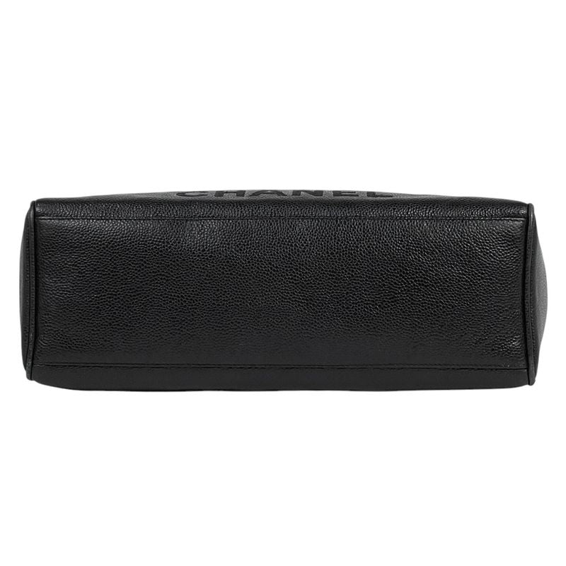 Chanel Logo Chain Tote Shoulder Bag Tote Bag Caviar Skin Black Women