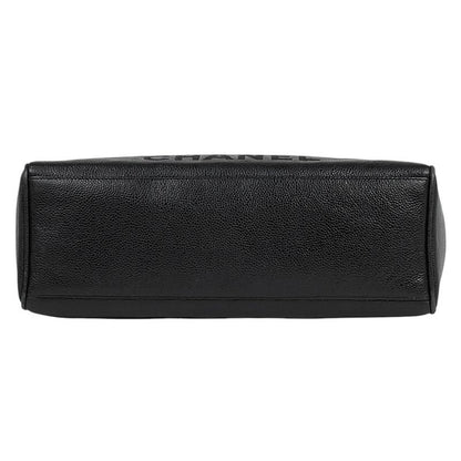 Chanel Logo Chain Tote Shoulder Bag Tote Bag Caviar Skin Black Women