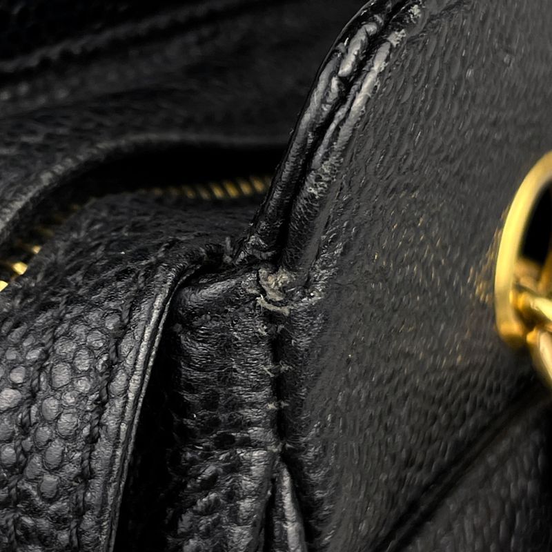 Chanel Logo Chain Tote Shoulder Bag Tote Bag Caviar Skin Black Women