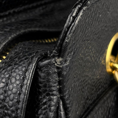 Chanel Logo Chain Tote Shoulder Bag Tote Bag Caviar Skin Black Women