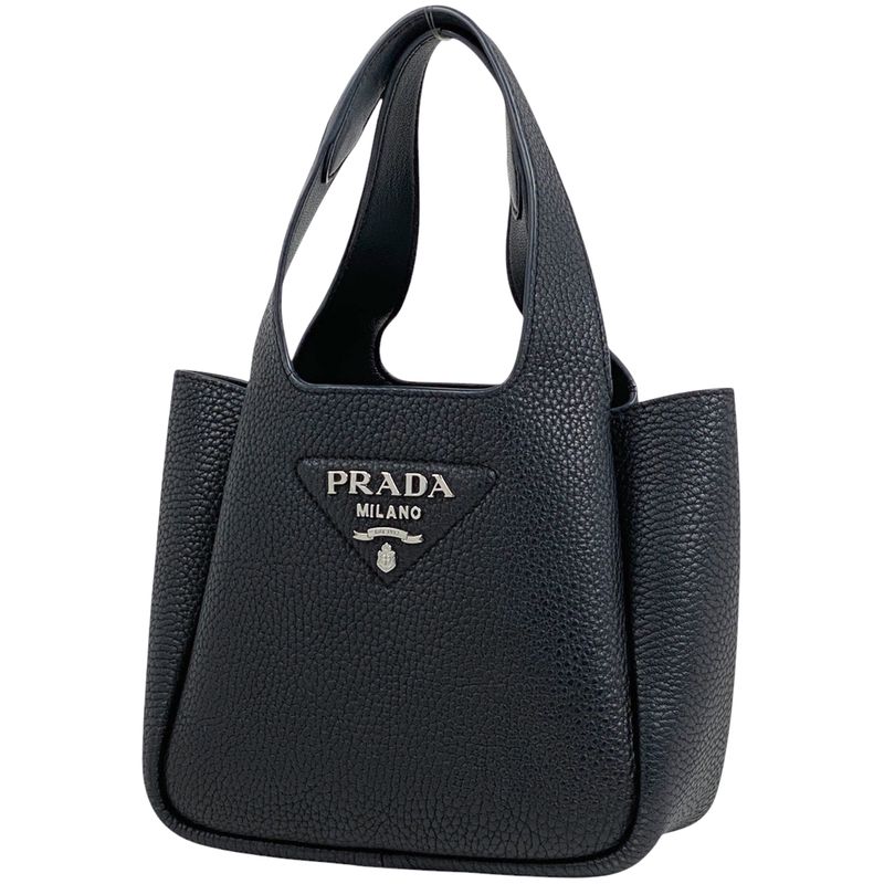 Prada Logo Handbag Tote Handbag Leather Nero (black) 1ba349 Women