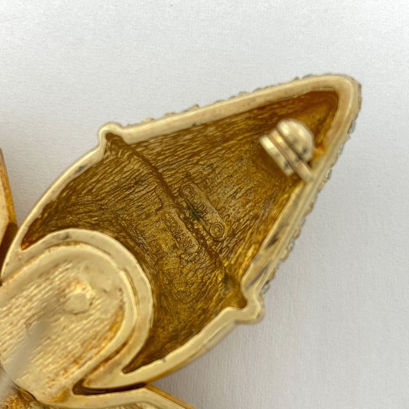 Christian DIOR Clown Motif Rhinestone Brooch Clown Brooch GP Gold Ladies