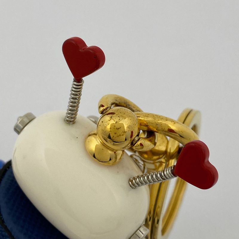 Prada Robot Motif Bagcharm Cupid Key Ring Key Holder Bagcharm GP Leather Gold