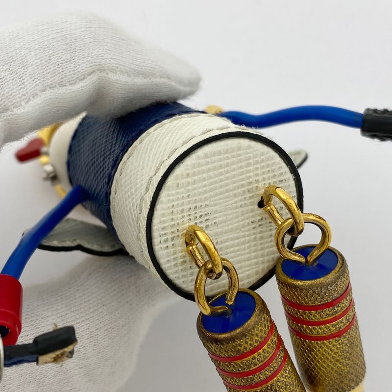 Prada Robot Motif Bagcharm Cupid Key Ring Key Holder Bagcharm GP Leather Gold