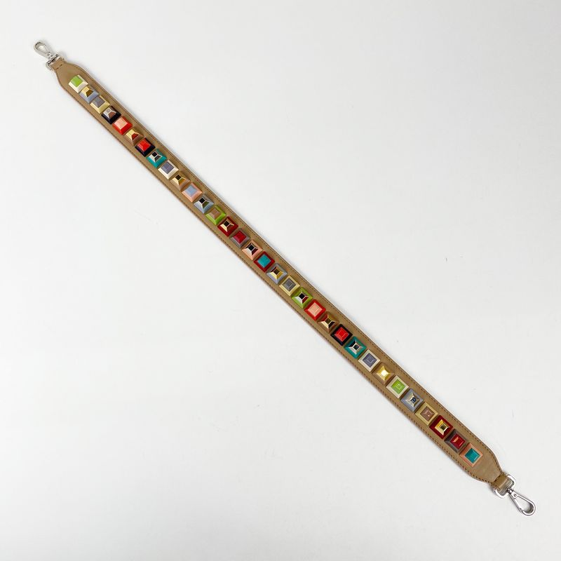 Fendi Strap You Shoulder Strap Leather Beige Multicolor Women