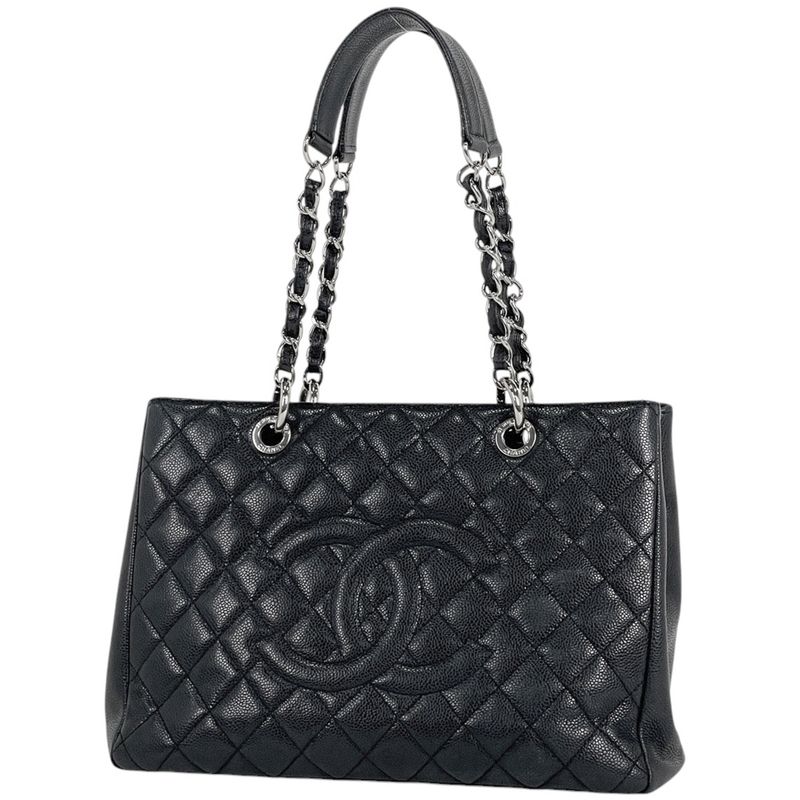 Chanel Coco Mark Chain Tote Shoulder Bag Matelasse GST Tote Bag Caviar Skin