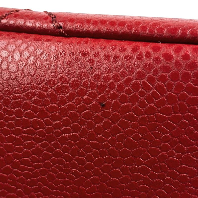 Chanel Coco Mark Chain Tote Shoulder Bag Matelasse Tote Bag Caviar Skin Red