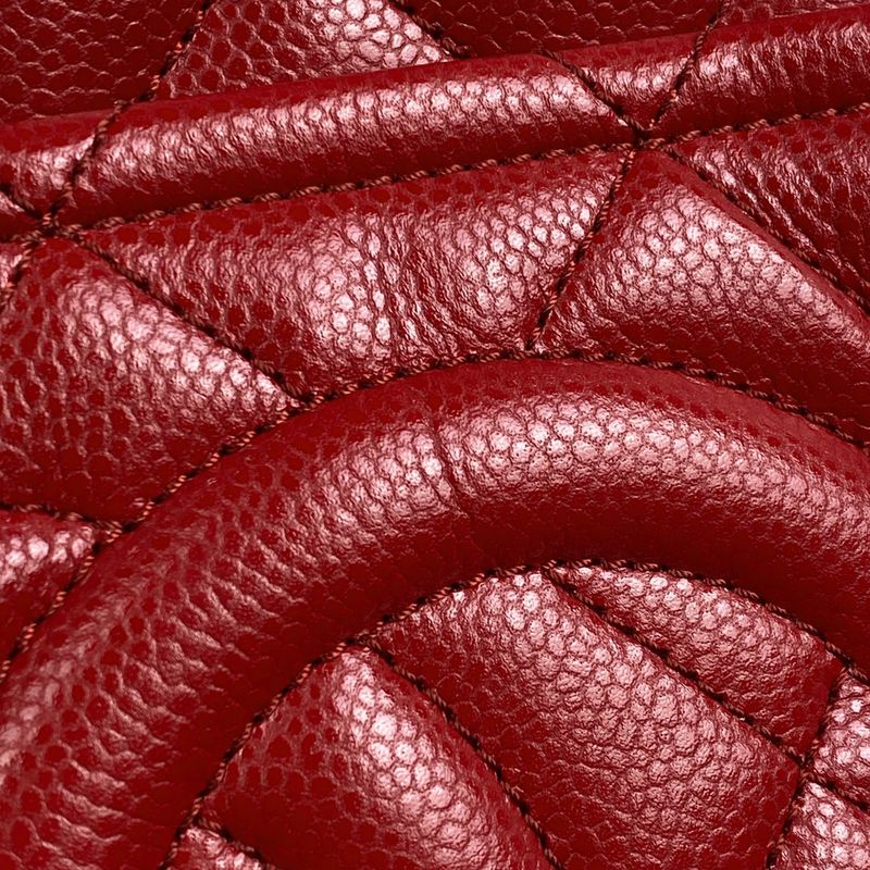 Chanel Coco Mark Chain Tote Shoulder Bag Matelasse Tote Bag Caviar Skin Red