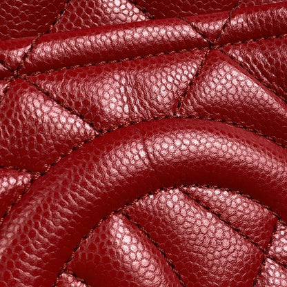 Chanel Coco Mark Chain Tote Shoulder Bag Matelasse Tote Bag Caviar Skin Red