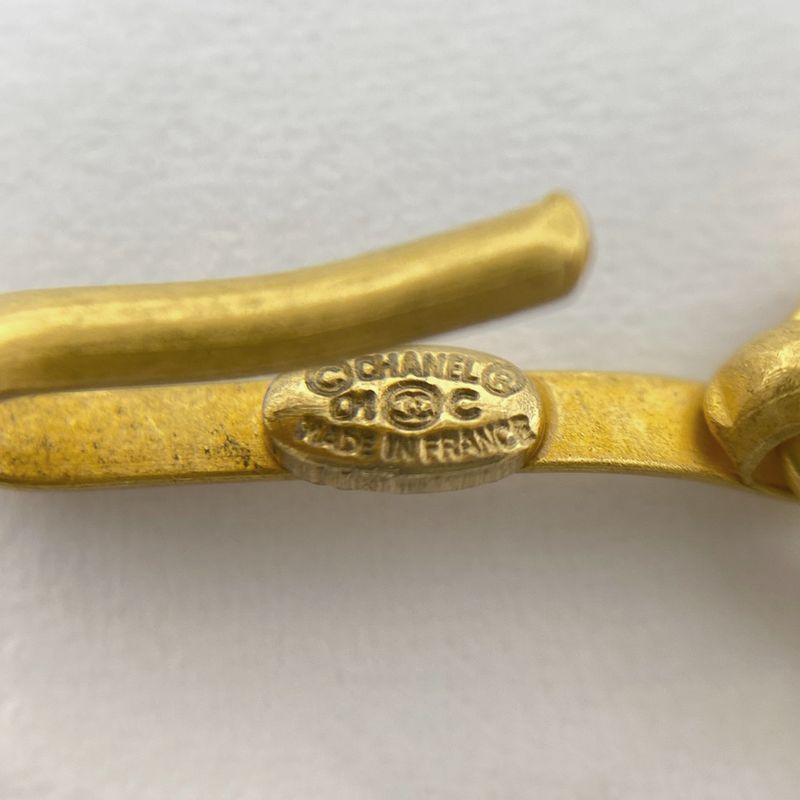 Chanel Coco Mark Chain Necklace Clover Colored Stone Necklace GP Plastic Gold