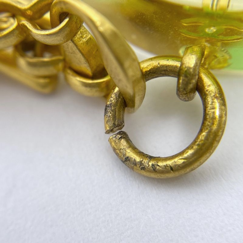 Chanel Coco Mark Chain Necklace Clover Colored Stone Necklace GP Plastic Gold