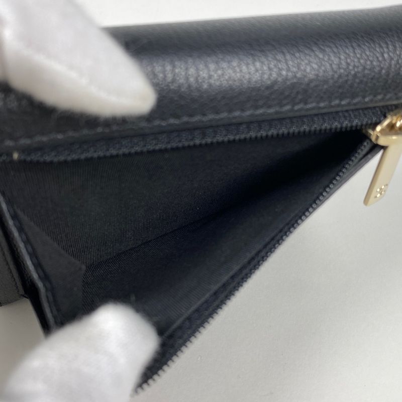 Chanel Coco Mark Trifold Wallet CC Trifold Wallet Leather Black Women
