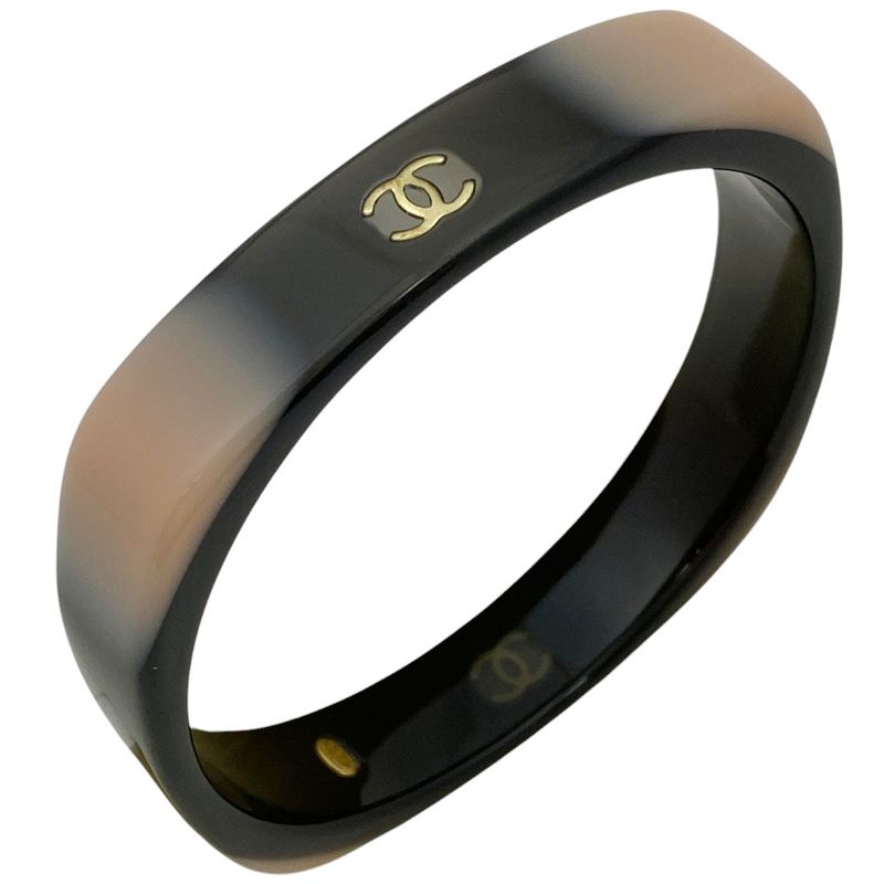 Chanel Coco Mark Bangle Plastic Black Pink Ladies