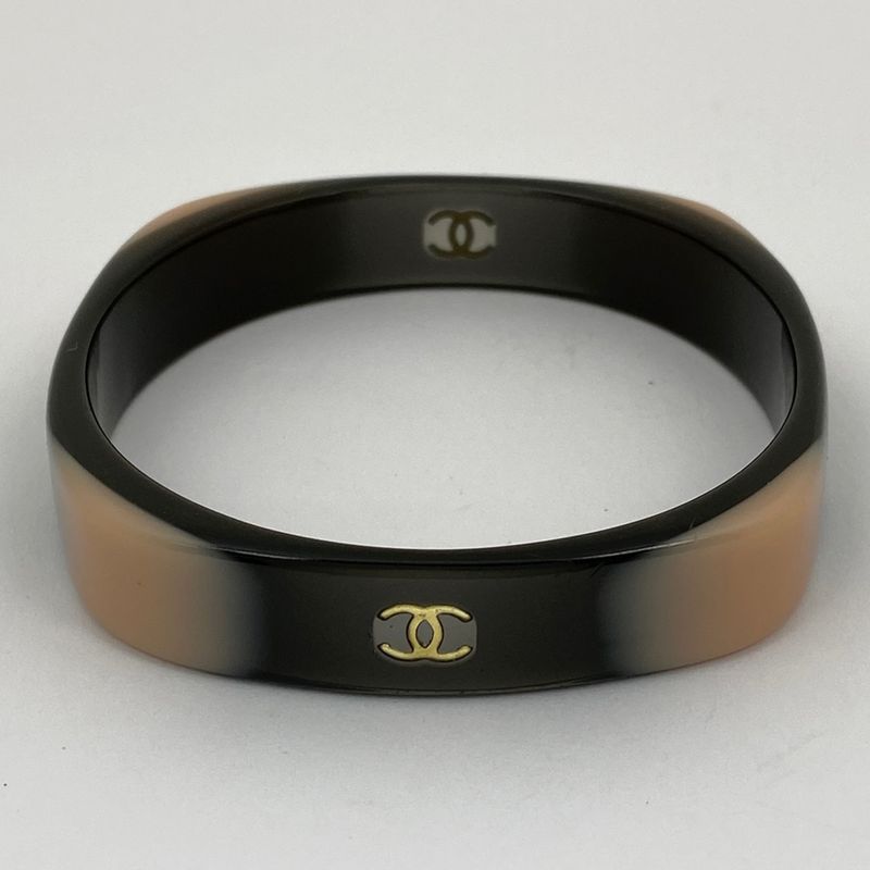 Chanel Coco Mark Bangle Plastic Black Pink Ladies