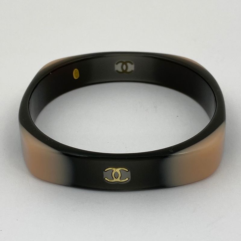 Chanel Coco Mark Bangle Plastic Black Pink Ladies