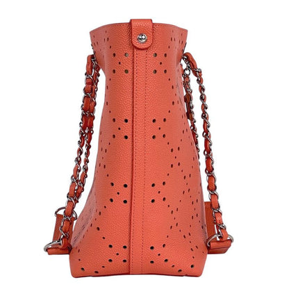 Chanel Coco Mark Chain Tote Bag Perforated Shoulder Bag Tote Bag Caviar Skin