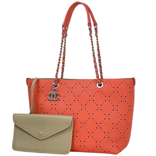 Chanel Coco Mark Chain Tote Bag Perforated Shoulder Bag Tote Bag Caviar Skin