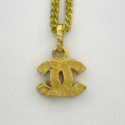 Chanel Coco Mark Rhinestone Necklace CC Mark Necklace GP Gold Ladies