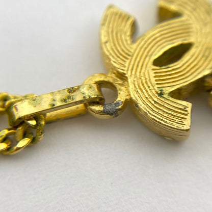 Chanel Coco Mark Rhinestone Necklace CC Mark Necklace GP Gold Ladies