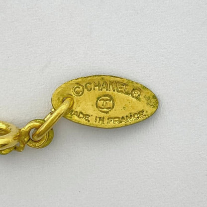 Chanel Coco Mark Rhinestone Necklace CC Mark Necklace GP Gold Ladies