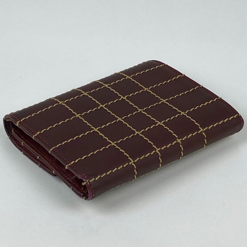 Chanel Coco Mark Long Wallet Wild Stitch CC Trifold Wallet Leather Bordeaux