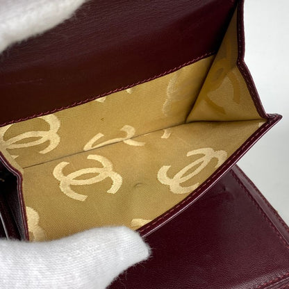 Chanel Coco Mark Long Wallet Wild Stitch CC Trifold Wallet Leather Bordeaux