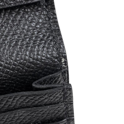 Hermes Bearn Souffle H Logo Foldable Long Wallet Vaux Epson Black T Women