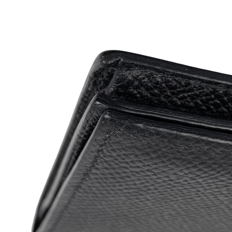 Hermes Bearn Souffle H Logo Foldable Long Wallet Vaux Epson Black T Women