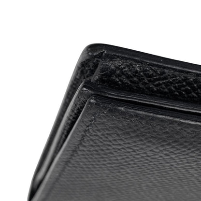 Hermes Bearn Souffle H Logo Foldable Long Wallet Vaux Epson Black T Women