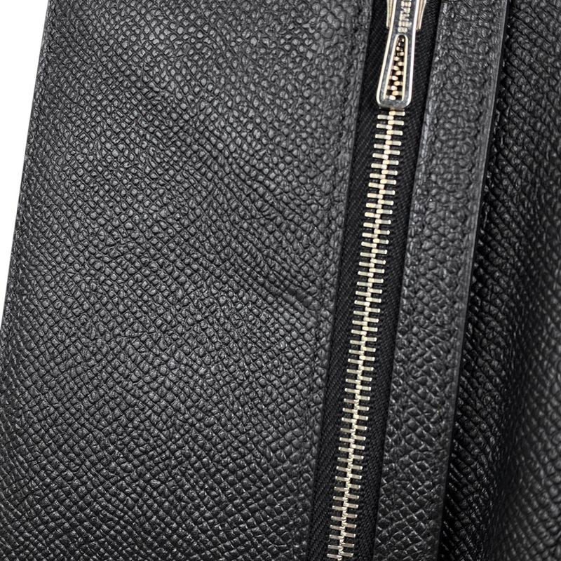 Hermes Bearn Souffle H Logo Foldable Long Wallet Vaux Epson Black T Women