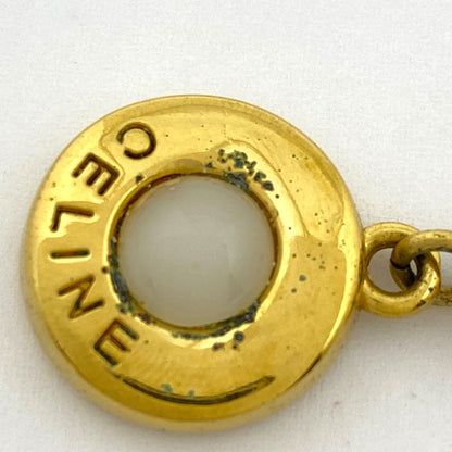 Celine Logo Faux Pearl Necklace GP Gold Ladies