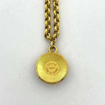 Celine Logo Faux Pearl Necklace GP Gold Ladies