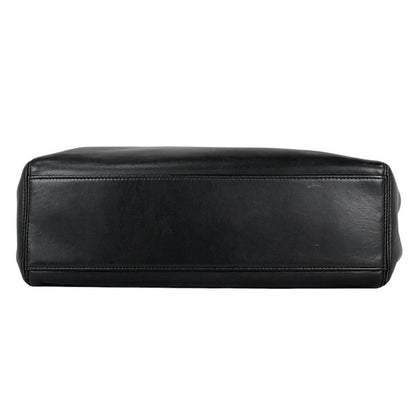 Chanel Logo Shoulder Bag Leather Black Women