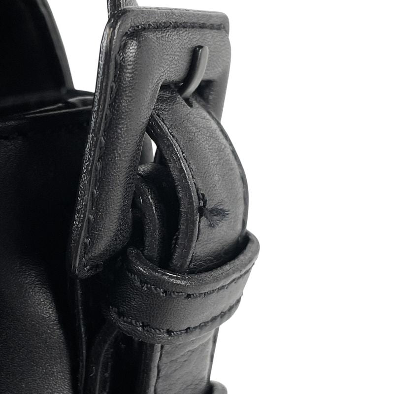 Chanel Logo Shoulder Bag Leather Black Women