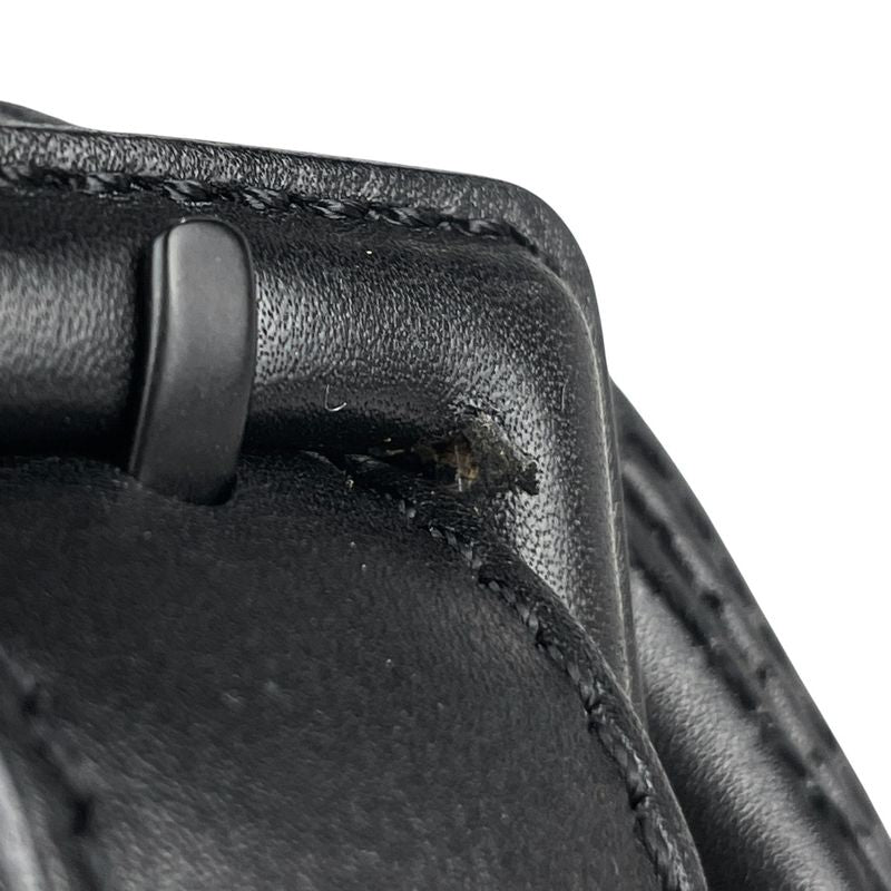 Chanel Logo Shoulder Bag Leather Black Women