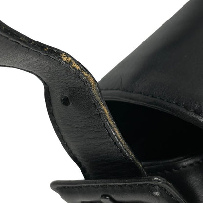 Chanel Logo Shoulder Bag Leather Black Women