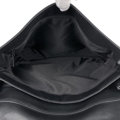 Chanel Logo Shoulder Bag Leather Black Women