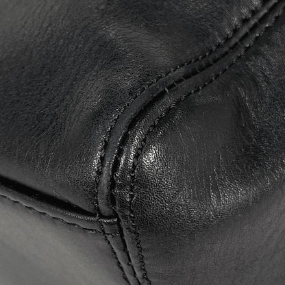 Chanel Logo Shoulder Bag Leather Black Women