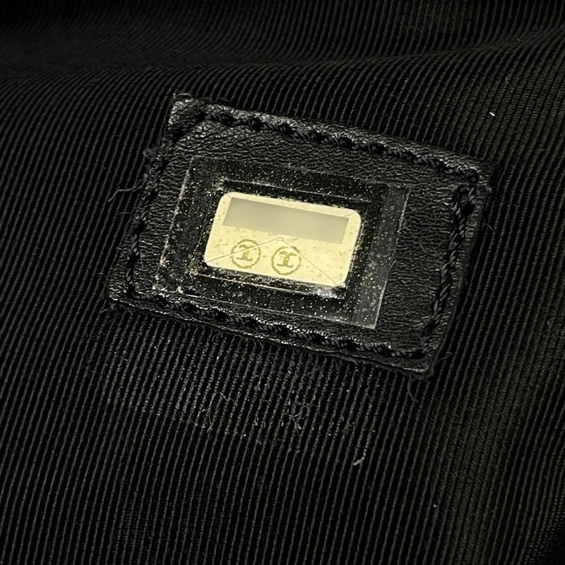 Chanel Logo Shoulder Bag Leather Black Women