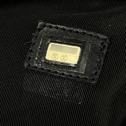 Chanel Logo Shoulder Bag Leather Black Women
