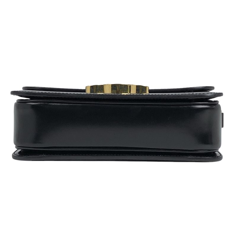 Celine Teen Triomphe Bag Logo Shoulder Bag Leather Black Women