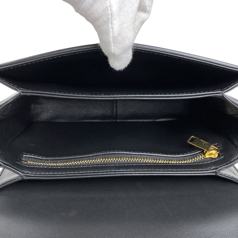 Celine Teen Triomphe Bag Logo Shoulder Bag Leather Black Women