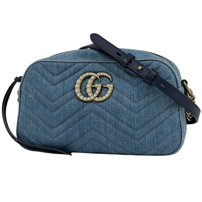 Gucci GG Marmont Chain Shoulder Bag Double G Crossbody Faux Pearl Shoulder Bag