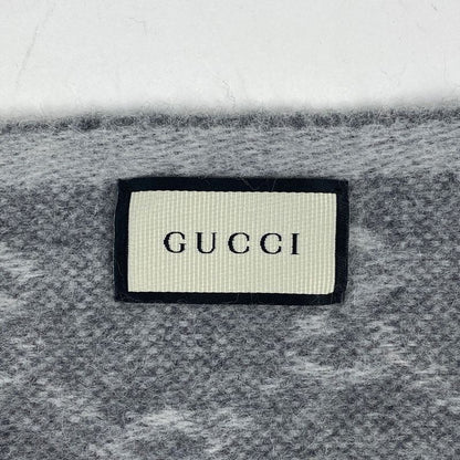 Gucci GG Pattern Scarf Sherry Line Web 08.338.986 Scarf Hair Angora Grey Red