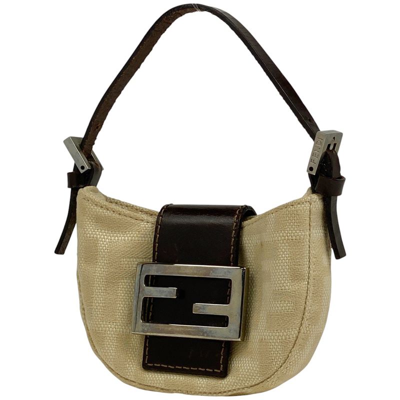Fendi Zucca Pattern Mini Pouch Handbag Accessory Pouch Canvas Beige Brown 26673