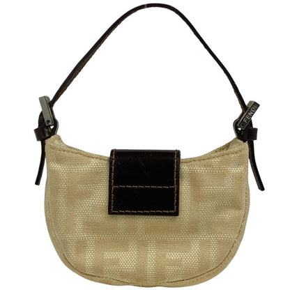 Fendi Zucca Pattern Mini Pouch Handbag Accessory Pouch Canvas Beige Brown 26673