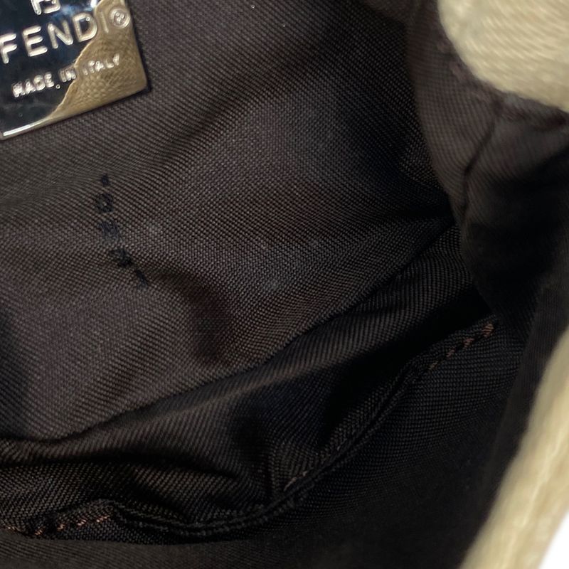 Fendi Zucca Pattern Mini Pouch Handbag Accessory Pouch Canvas Beige Brown 26673