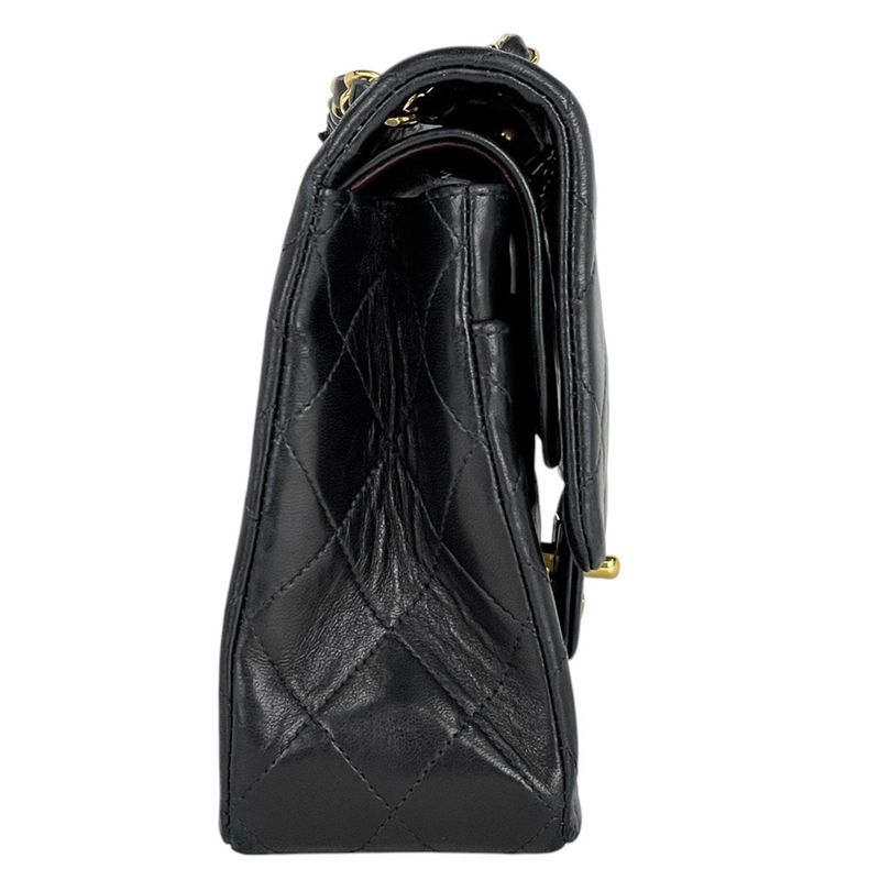 Chanel Matelasse W Flap Chain Shoulder Bag Coco Mark Shoulder Bag Leather Black