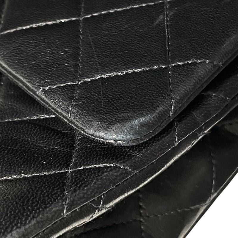 Chanel Matelasse W Flap Chain Shoulder Bag Coco Mark Shoulder Bag Leather Black